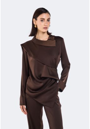 Draped Blouse With Scarf