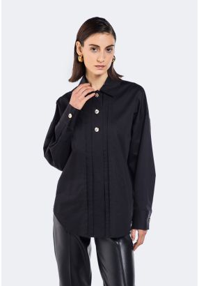 Button Embellished Drop Shoulders Shirt