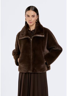 Faux Fur Zip-Up Jacket