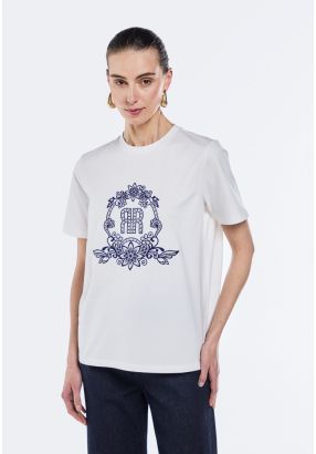 Floral Embroidered Patch T-Shirt