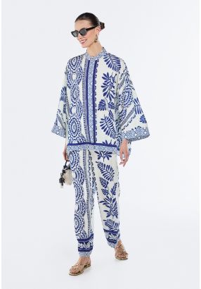 Textured Printed Trousers