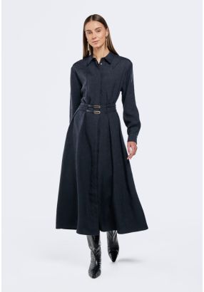 Crinkled Belted Dress