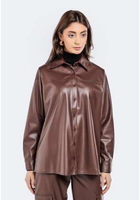 PU Leather Shirt Jacket