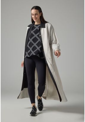 Contrast Long Sleeve Belted Trench Coat