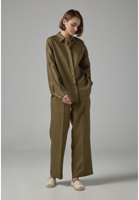 High-Waist Straight-Cut Basic Trousers