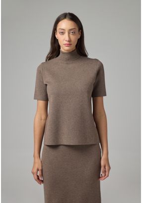 Solid Knitted Short Sleeve Blouse