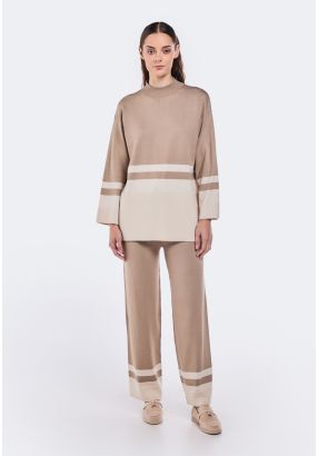 Striped Hem Knitted Trousers