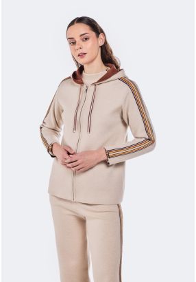 Stripe Tape Zip Up Hoodie