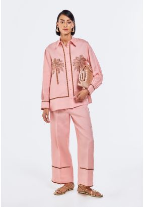 Embroidered Linen Trousers