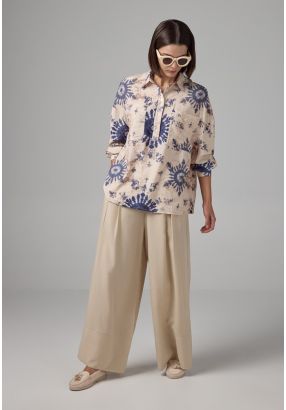 Wide Leg Pleated Palazzo Trousers