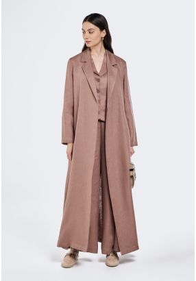 Solid Notched Collar Abaya