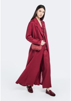 Solid Notched Collar Abaya