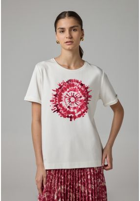 Printed Sequin Embellished T-Shirt