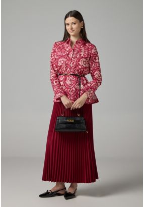 Solid Pleated Maxi Skirt