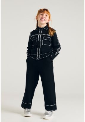 Faux Stitches Knitted Trousers