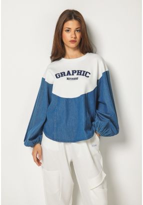 Denim Detailed Sweater