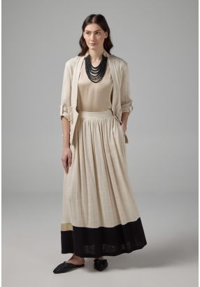  Elasticated Waist Pleated Skirt