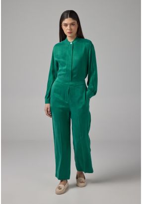 Solid Elasticated Waist Trousers