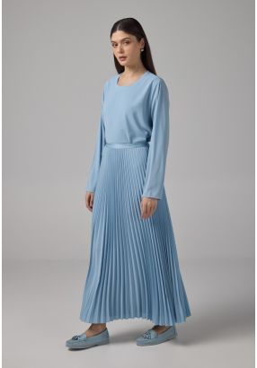 Solid Pleated Maxi Skirt
