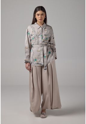 Solid Wide Legs Pleated Palazzo Trousers