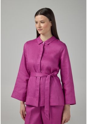 Regular Fit Belted Linen Shirt