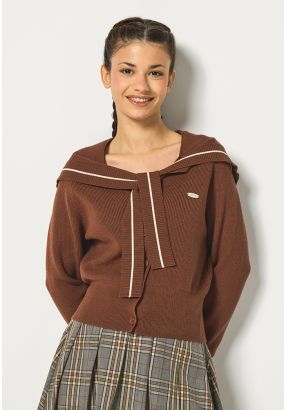 Tie Shoulders Contrast Cardigan