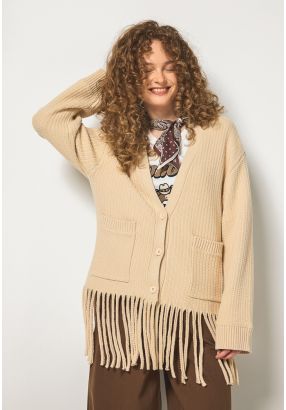 Fringed Hems Knitted Cardigan