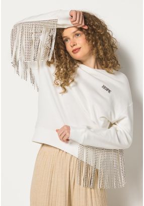 Studded Back Tassels Sweatshirt
