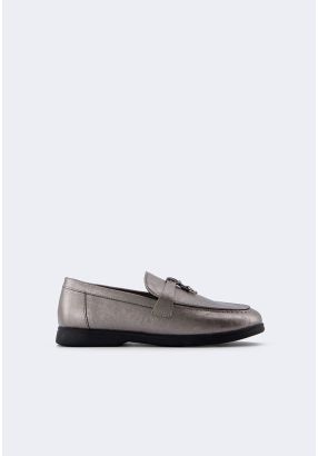 Metallic PU Leather Loafers