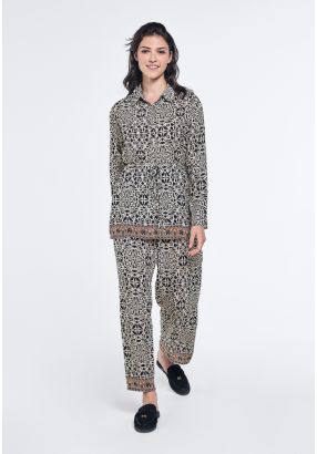 Printed Straight Leg Trousers