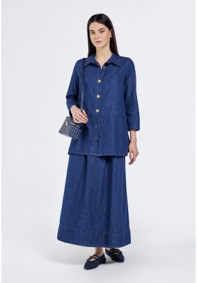 Multi-Pocket Denim Skirt