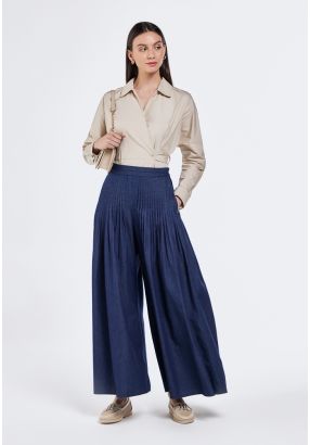 Pleated Waist Palazzo Trousers
