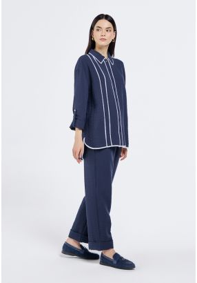 Crinkled Folded Hem Trousers