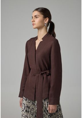 Long Sleeve Basic Belted Kimono