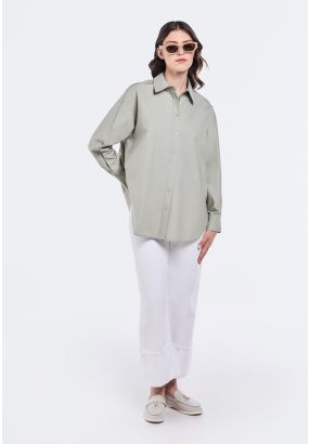 Straight Cut Folded Hem Jeans