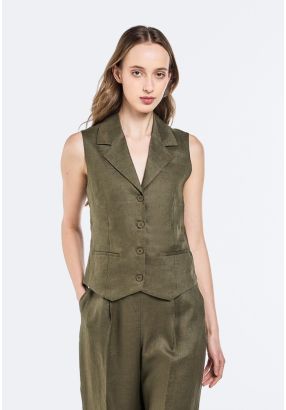 Single Breasted Asymmetrical Hem Vest