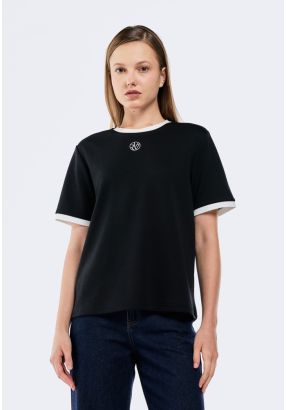 Embroidered T-Shirt With Contrast Panels