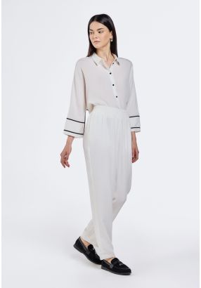 Solid High Waist Trousers