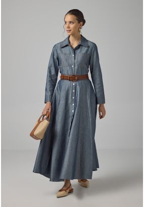 Single Tone Flared Maxi Skirt