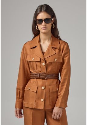 Multi Front Flap Pocket Solid Jacket 