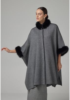 Knitted Faux Fur Poncho