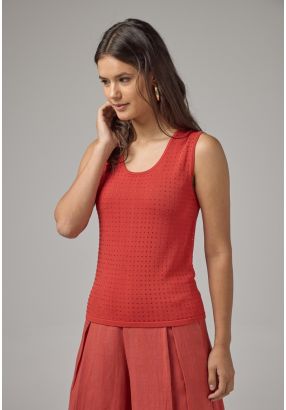 Sleeveless Crystal Embellished Knitted Top