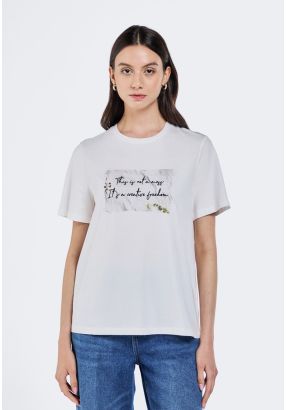Embroidered Printed Motif T-Shirt