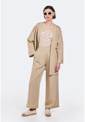 Solid Wide Leg Trousers