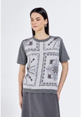 Chain Print Knitted Top