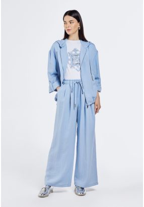 Solid Elastic Wasit Trousers