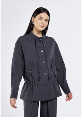 Solid Drawstring Jacket