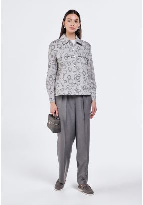 Solid High Waist Trousers