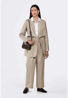 Solid High Waist Trousers