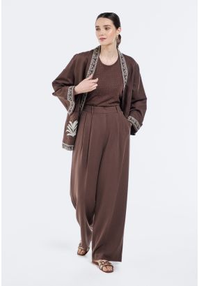 Straight Cut Pleated Waist Trousers